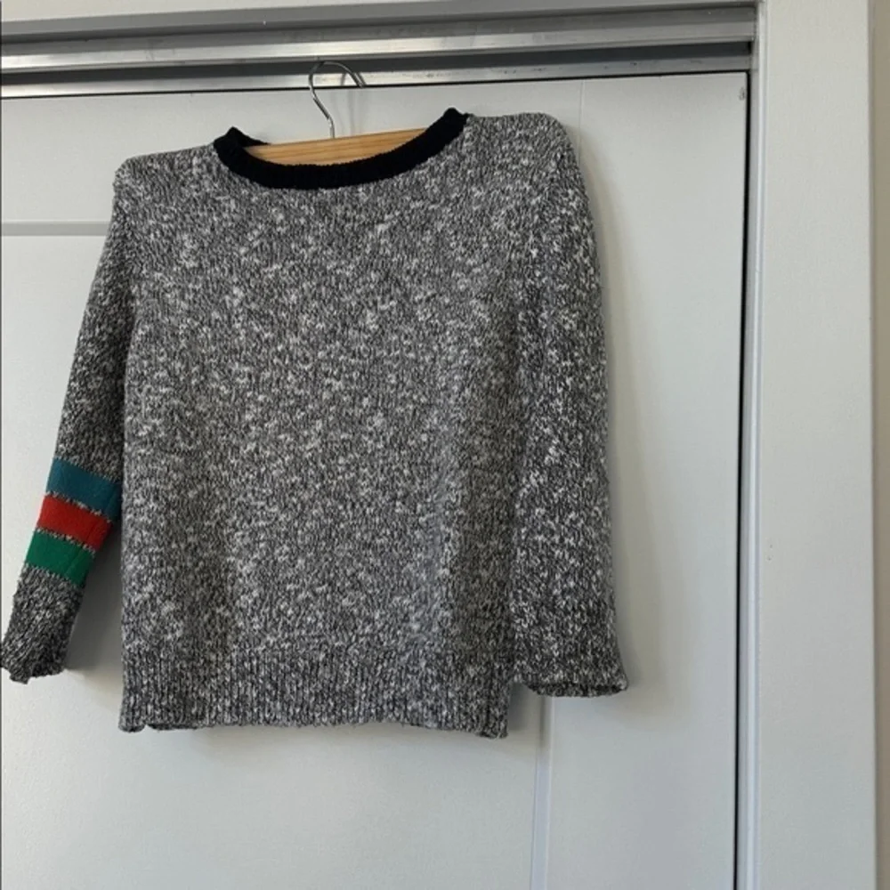 Gymboree Gray Knit Sweater with Colorful Sleeve